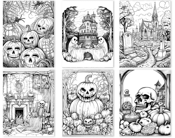 50 Old Fashioned Halloween Coloring Pages - Instant Download - Printab ...