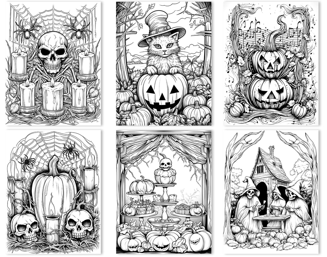 50 Old Fashioned Halloween Coloring Pages - Instant Download - Printab ...