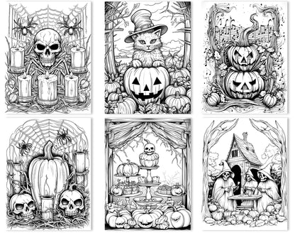 50 altmodische Halloween-Ausmalbilder - Sofortiger Download - Druckbare PDF