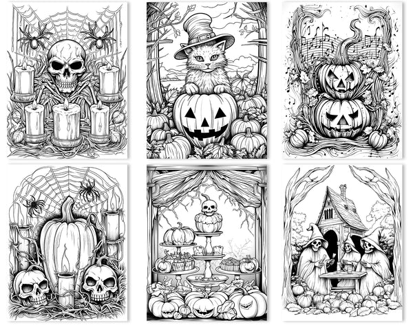 50 Old Fashioned Halloween Coloring Pages - Instant Download - Printab 