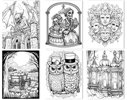50 altmodische Halloween-Ausmalbilder - Sofortiger Download - Druckbare PDF
