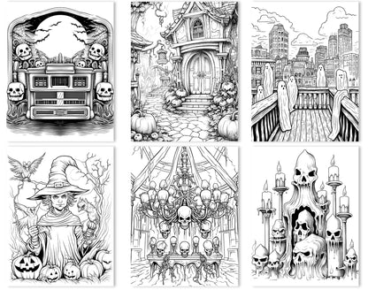 50 altmodische Halloween-Ausmalbilder - Sofortiger Download - Druckbare PDF