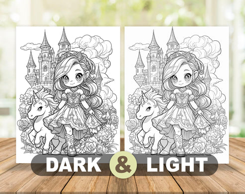 50 Spring Princess Grayscale Coloring Pages - Instant Download - Print ...