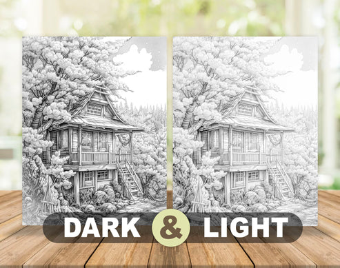 50 Spring Scene Grayscale Coloring Pages - Instant Download - Printabl ...