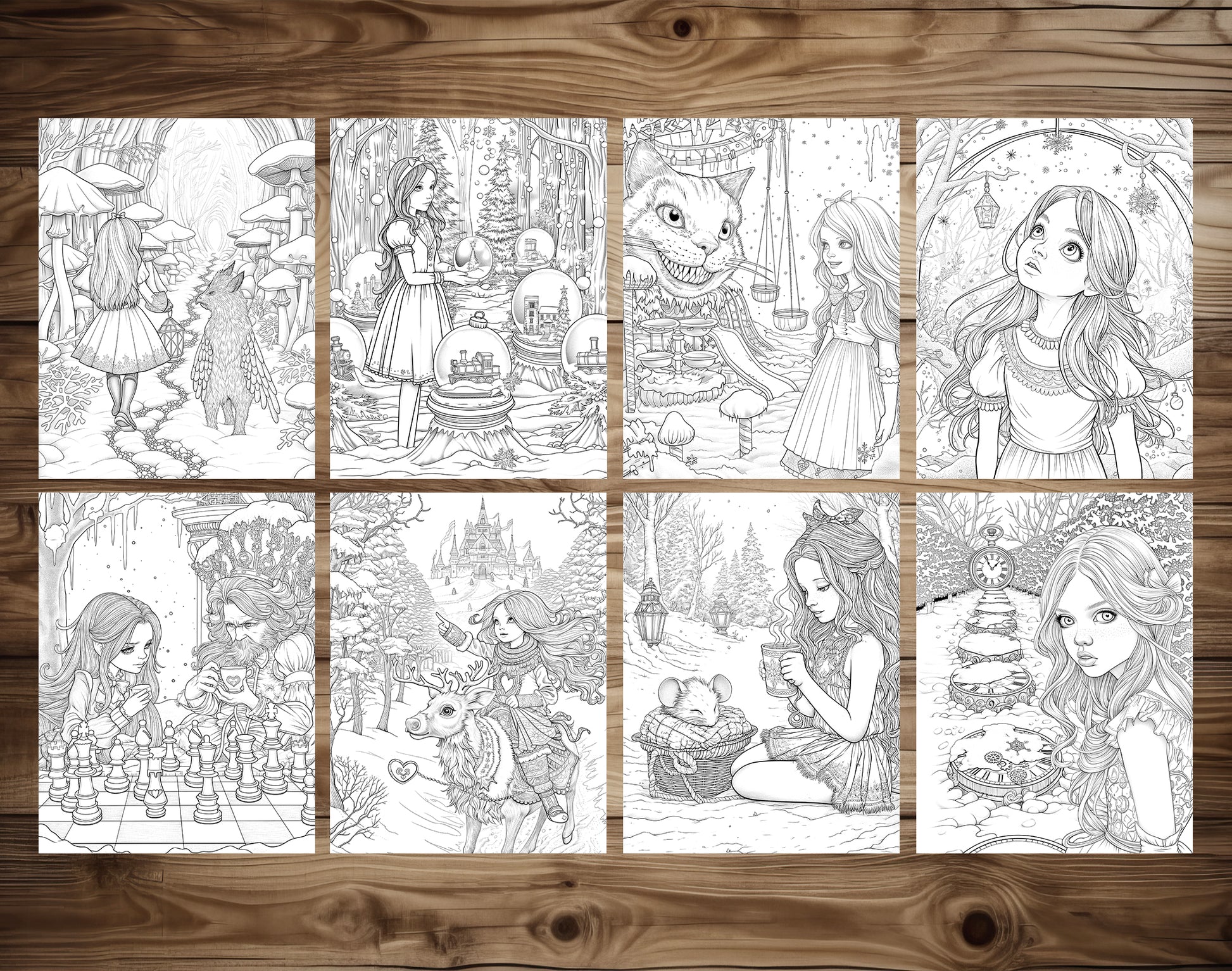50 Alice in Winterland Coloring Pages – preview 6