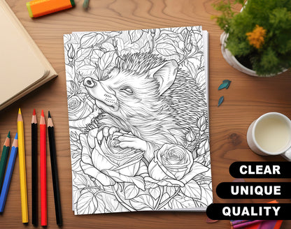 50 Animals & Flowers Coloring Pages - Instant Download - Printable PDF – preview 3