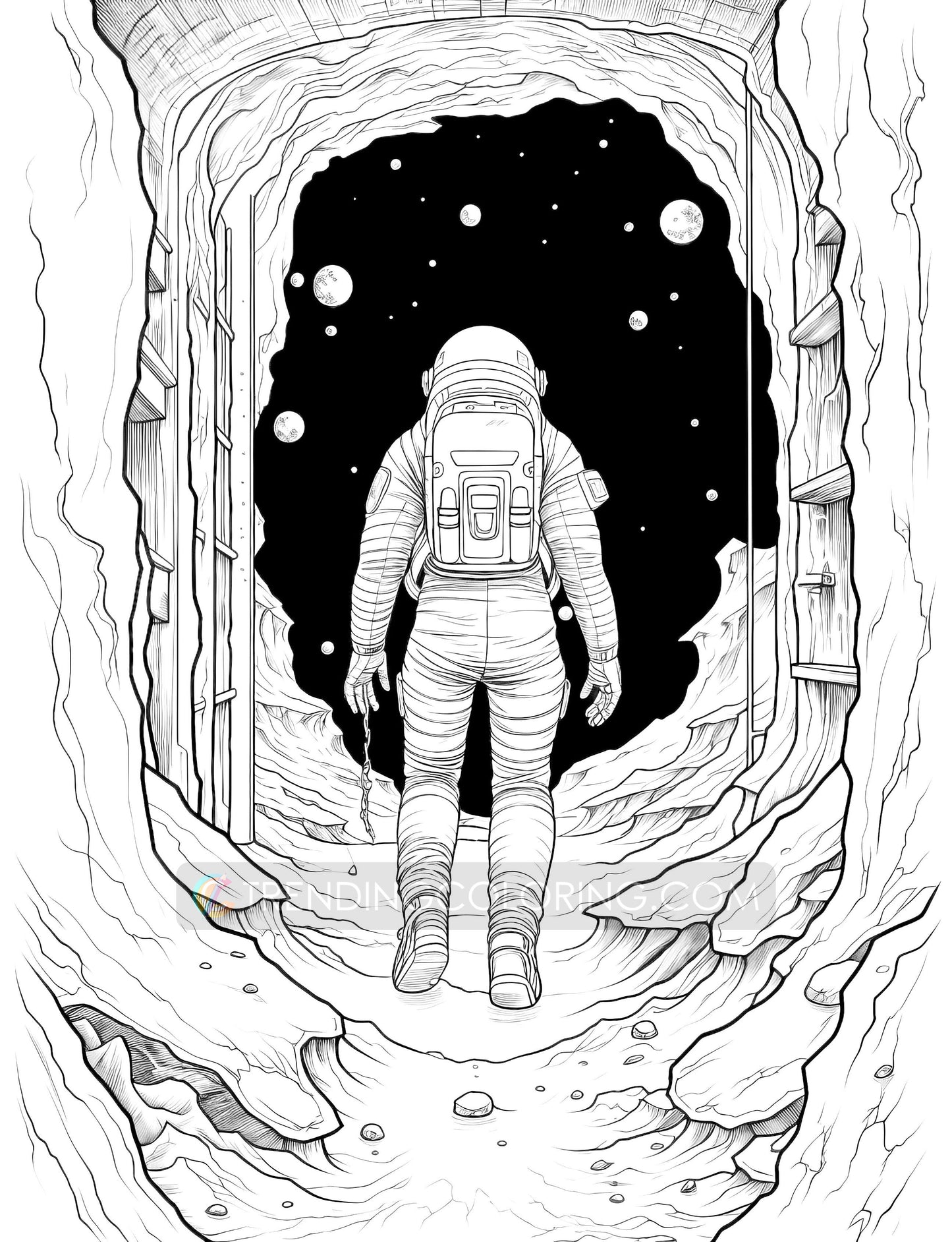 50 Astronaut's Adventure Coloring Pages - Instant Download - Printable PDF – preview 8