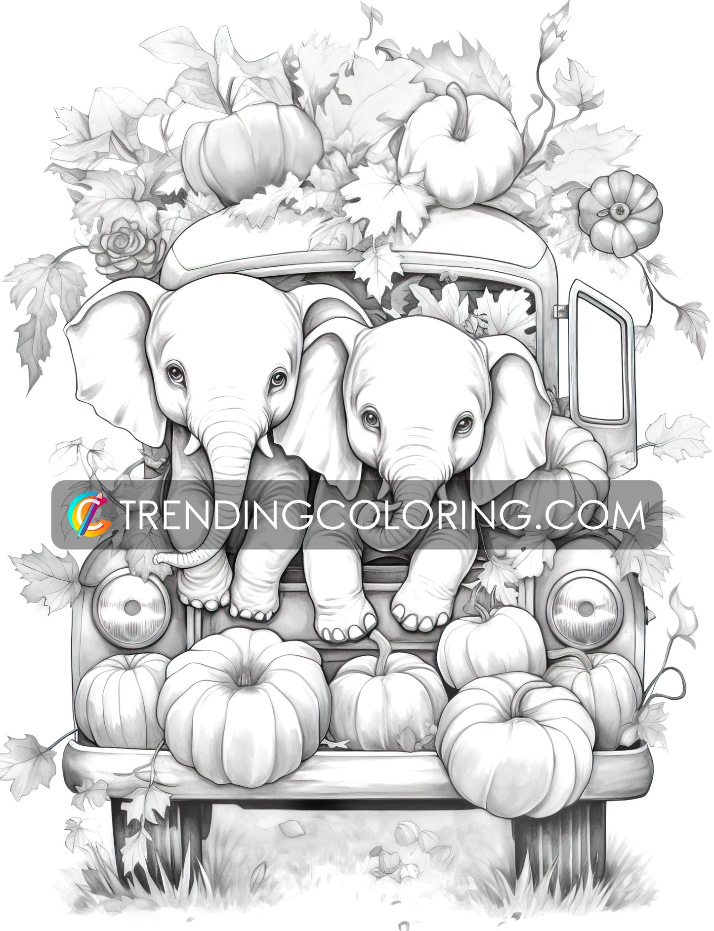50 Autumn Critters Grayscale Coloring Pages - Instant Download - Printable PDF Dark/Light – preview 5