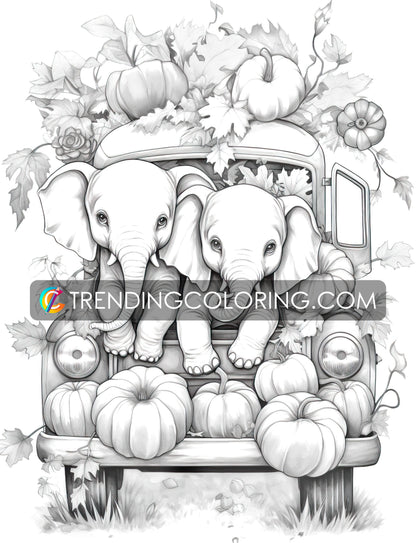 50 Autumn Critters Grayscale Coloring Pages - Instant Download - Printable PDF Dark/Light – preview 5