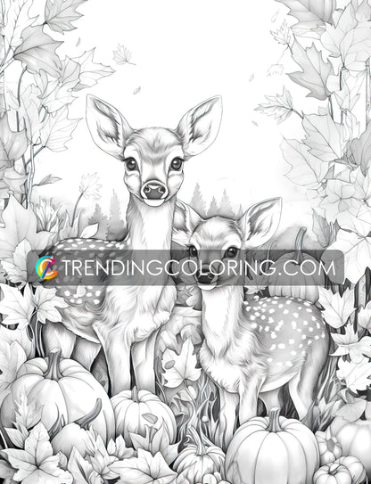 50 Autumn Critters Grayscale Coloring Pages - Instant Download - Printable PDF Dark/Light – preview 6