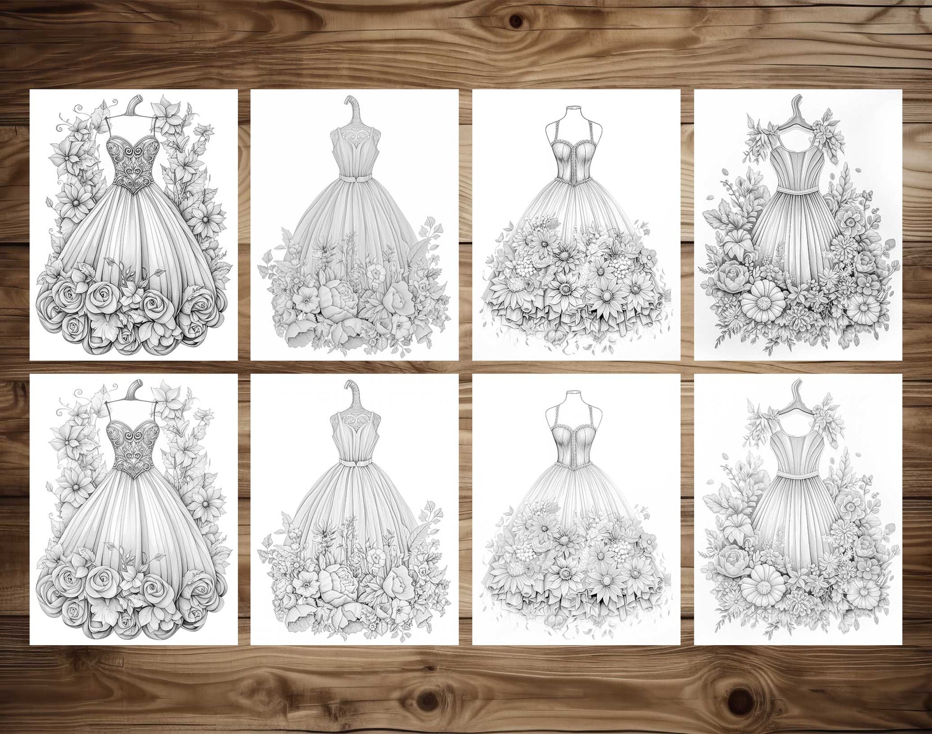 50 Autumn Dress Grayscale Coloring Pages