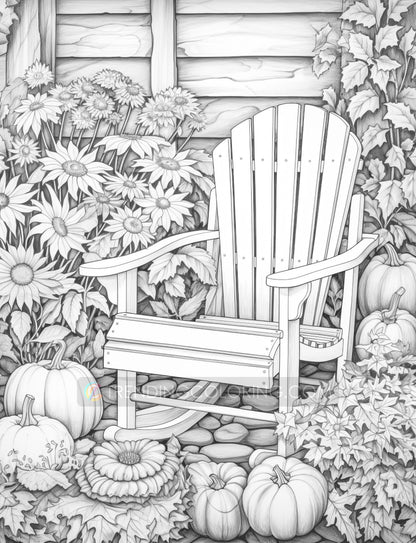 50 Autumn Garden Grayscale Coloring Pages - Instant Download - Printable PDF Dark/Light – preview 8