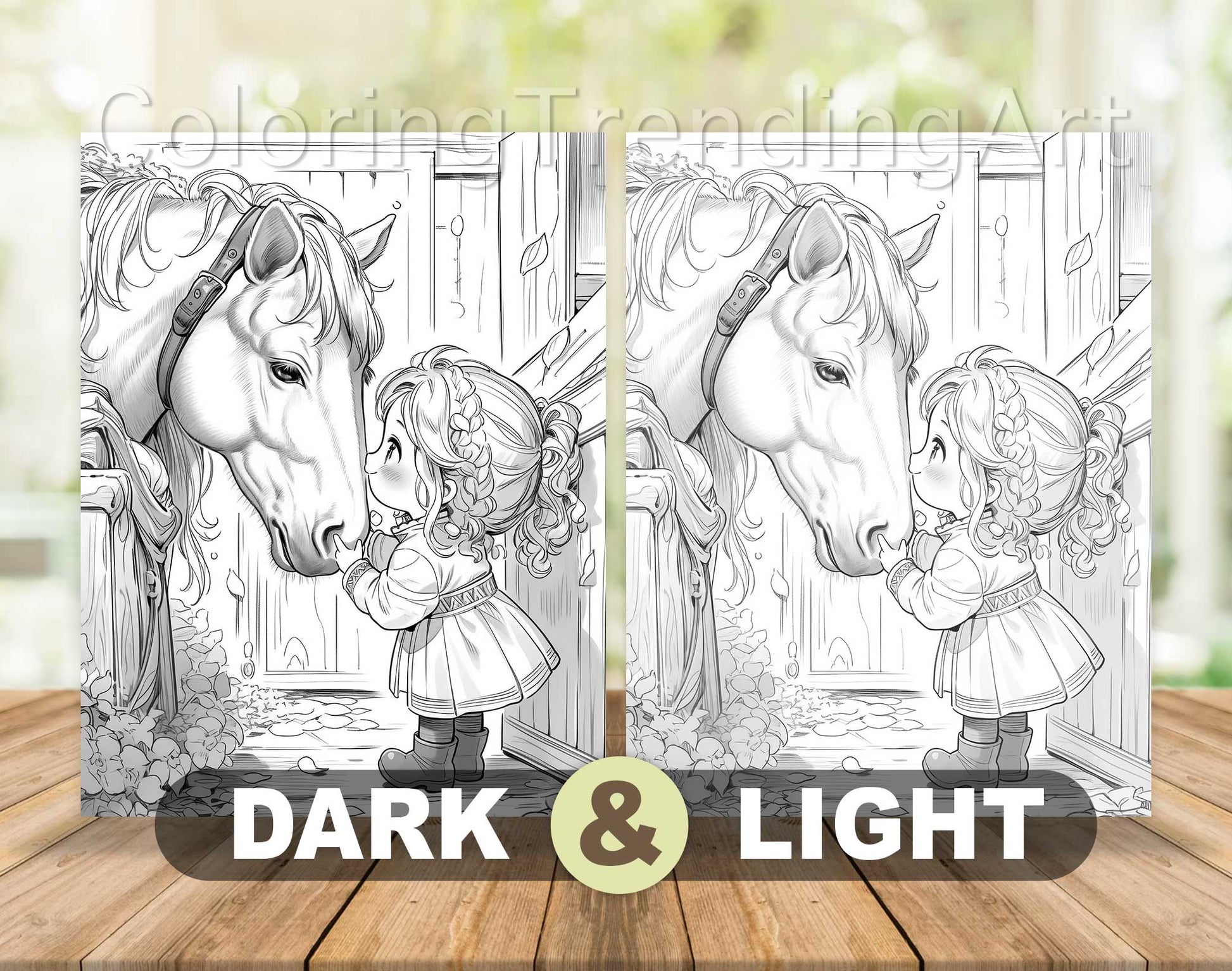50 Autumn Gnome Girl Grayscale Coloring Pages - Instant Download - Printable PDF Dark/Light – preview 7