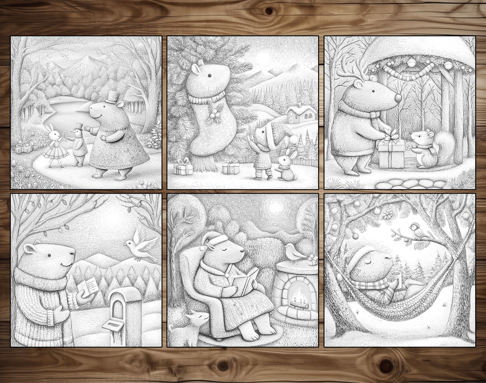 50 Capybara’s Merry Moments Grayscale Coloring Pages – preview 5