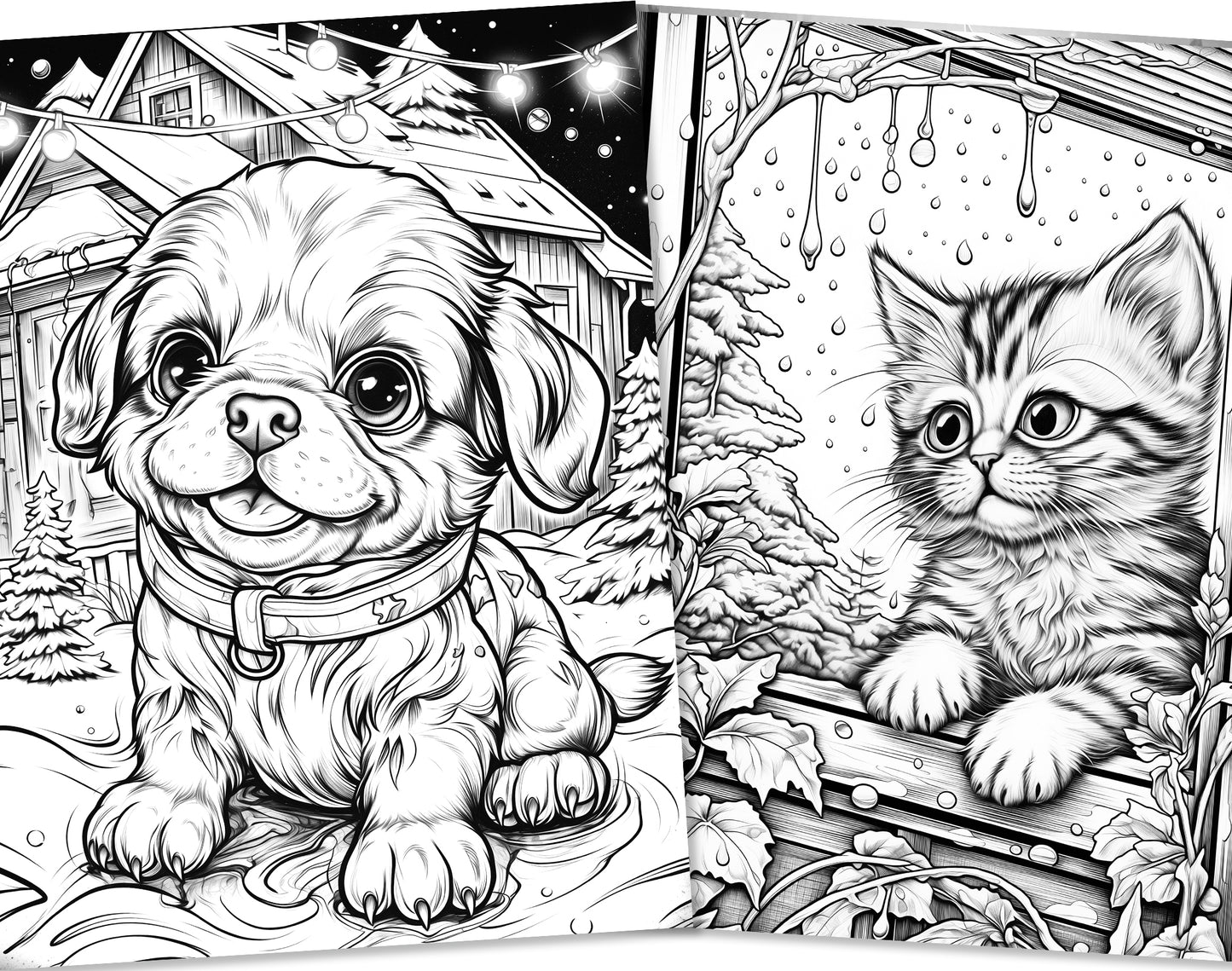 50 Christmas Critter 2 Coloring Pages - Instant Download - Printable PDF – preview 10