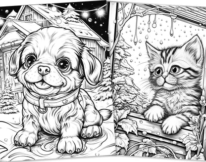 50 Christmas Critter 2 Coloring Pages - Instant Download - Printable PDF – preview 10