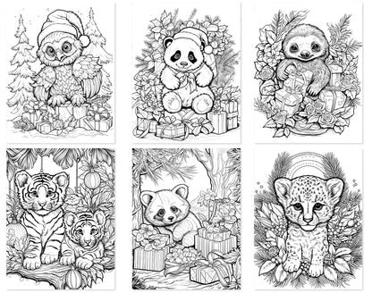 50 Christmas Critter 2 Coloring Pages - Instant Download - Printable PDF – preview 3