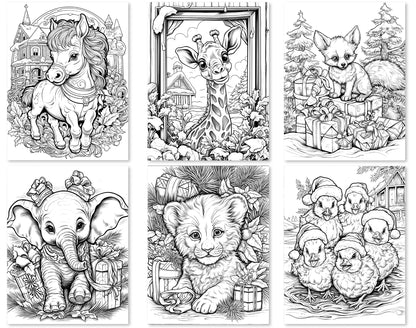 50 Christmas Critter 2 Coloring Pages - Instant Download - Printable PDF – preview 4