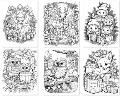 50 Christmas Critter 2 Coloring Pages - Instant Download - Printable PDF – preview 7