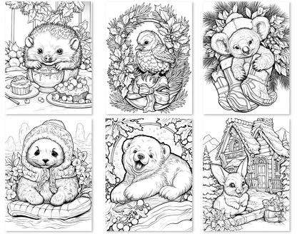 50 Christmas Critter 2 Coloring Pages - Instant Download - Printable PDF – preview 8