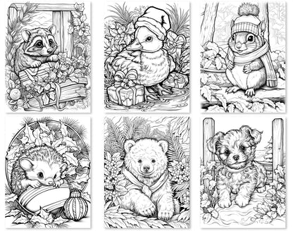 50 Christmas Critter 2 Coloring Pages - Instant Download - Printable PDF – preview 9