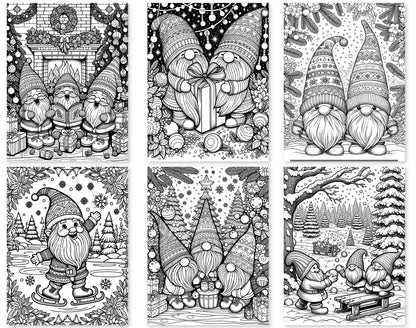 50 Christmas Gnomes Coloring Pages - Instant Download - Printable PDF – preview 2