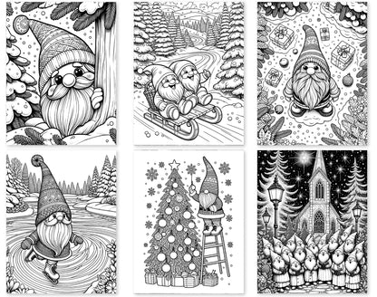 50 Christmas Gnomes Coloring Pages - Instant Download - Printable PDF – preview 3