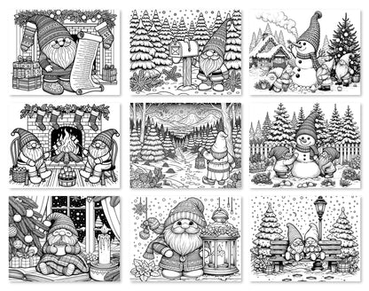 50 Christmas Gnomes Coloring Pages - Instant Download - Printable PDF – preview 5