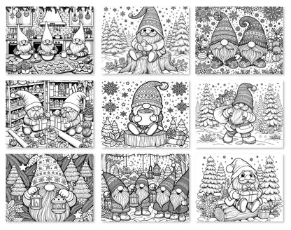50 Christmas Gnomes Coloring Pages - Instant Download - Printable PDF – preview 6