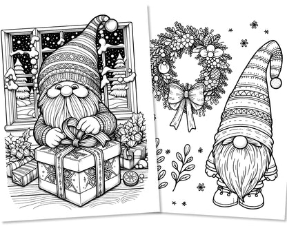 50 Christmas Gnomes Coloring Pages - Instant Download - Printable PDF – preview 8