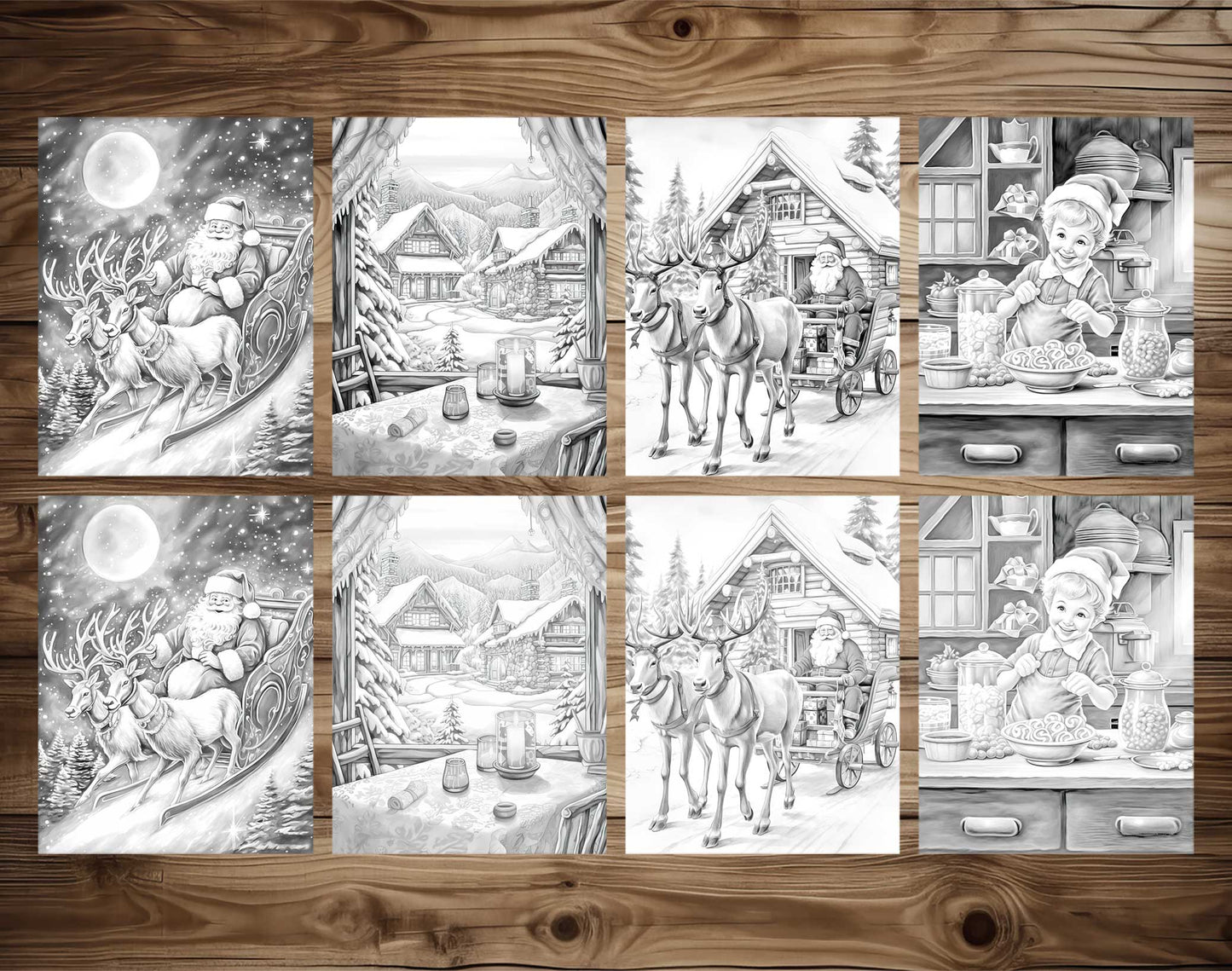 50 Christmas Vibes Grayscale Coloring Pages - Instant Download - Printable PDF Dark/Light – preview 6