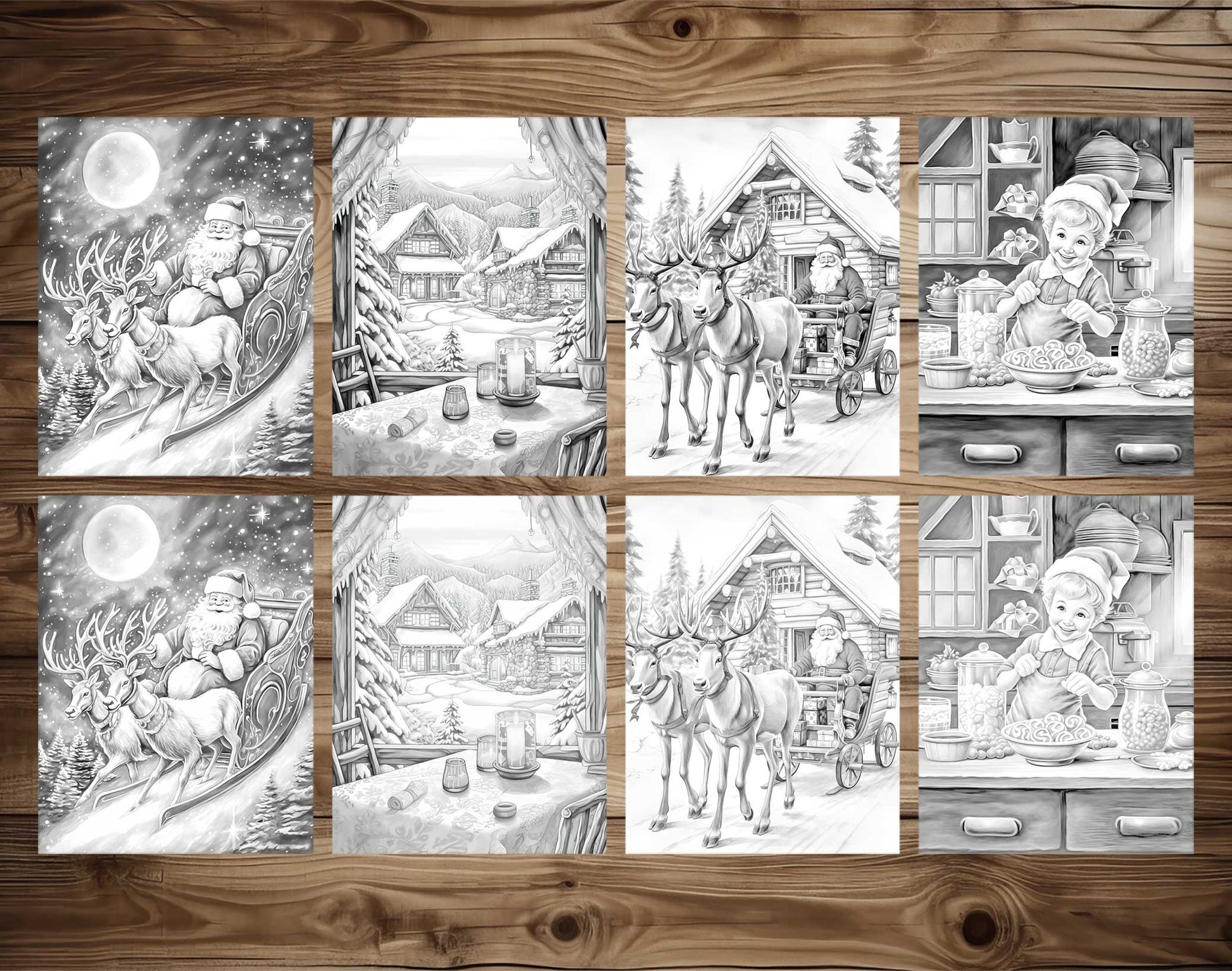 50 Christmas Vibes Grayscale Coloring Pages - Instant Download - Printable PDF Dark/Light – preview 6