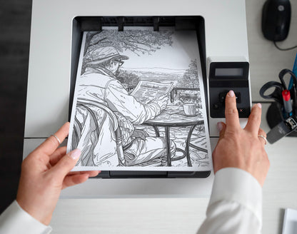 50 Coffee Shop Grayscale Coloring Pages - Instant Download - Printable PDF Dark/Light – preview 2