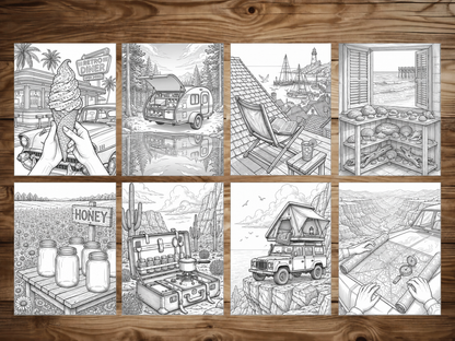 50 Cozy Summer Road Trip Coloring Pages - Printable PDF – preview 6