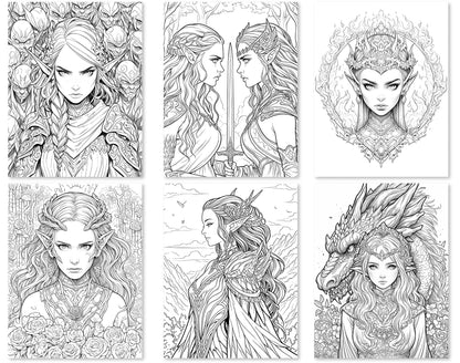 50 Dark Fairy Coloring Pages - Instant Download - Printable PDF – preview 9