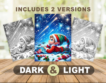 50 Elf's Journey Grayscale Coloring Pages - Instant Download - Printable PDF Dark/Light – preview 4