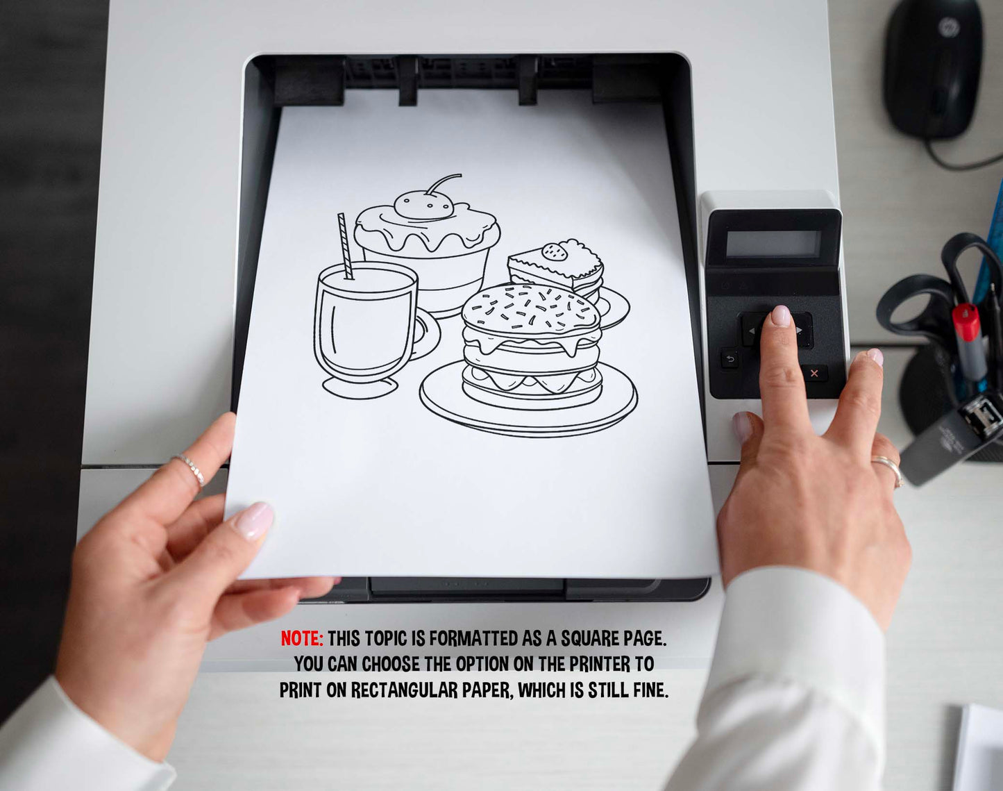 50 Food And Drink - Simple Coloring Pages - Instant Download - Printable PDF – preview 2