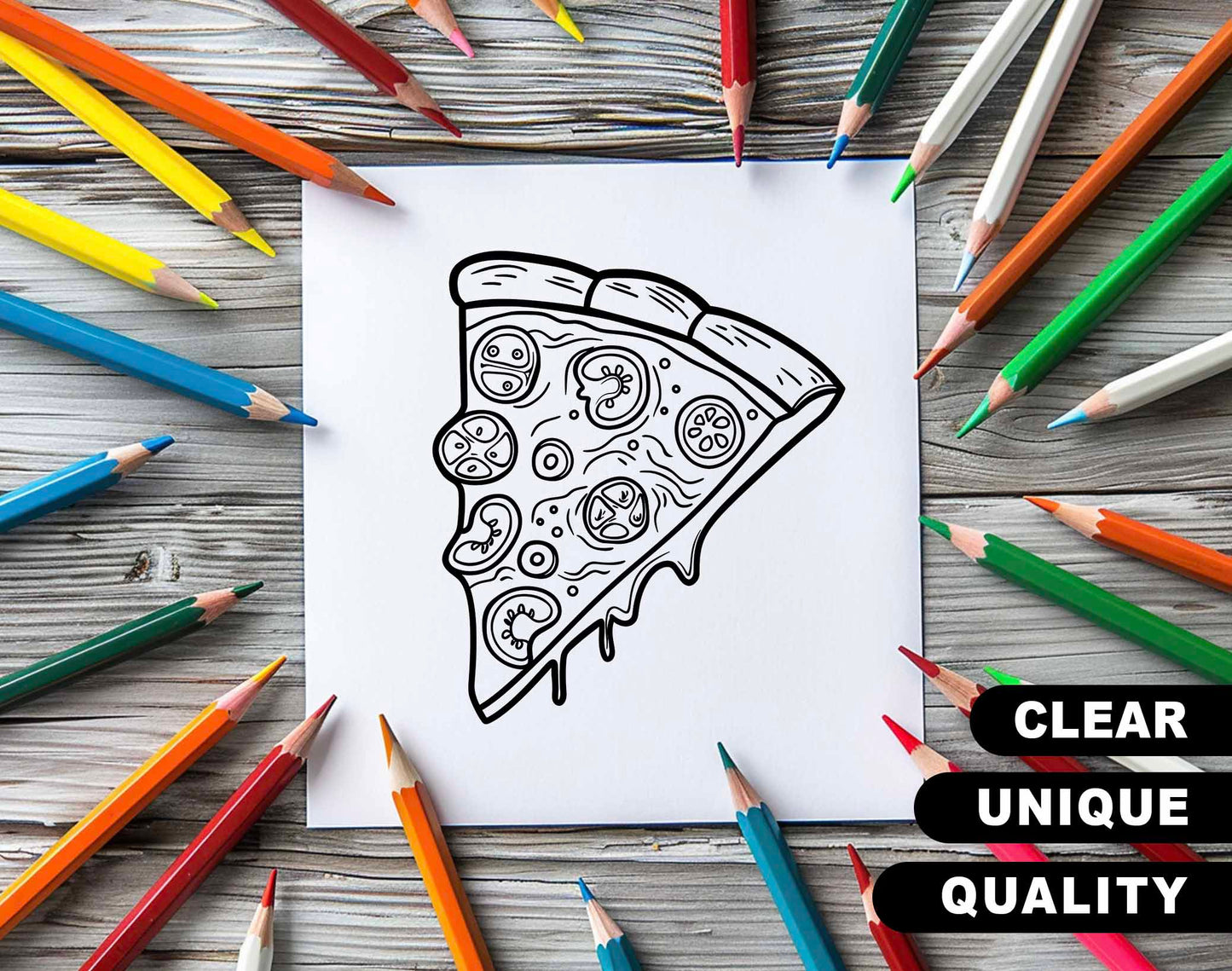 50 Food And Drink - Simple Coloring Pages - Instant Download - Printable PDF – preview 3