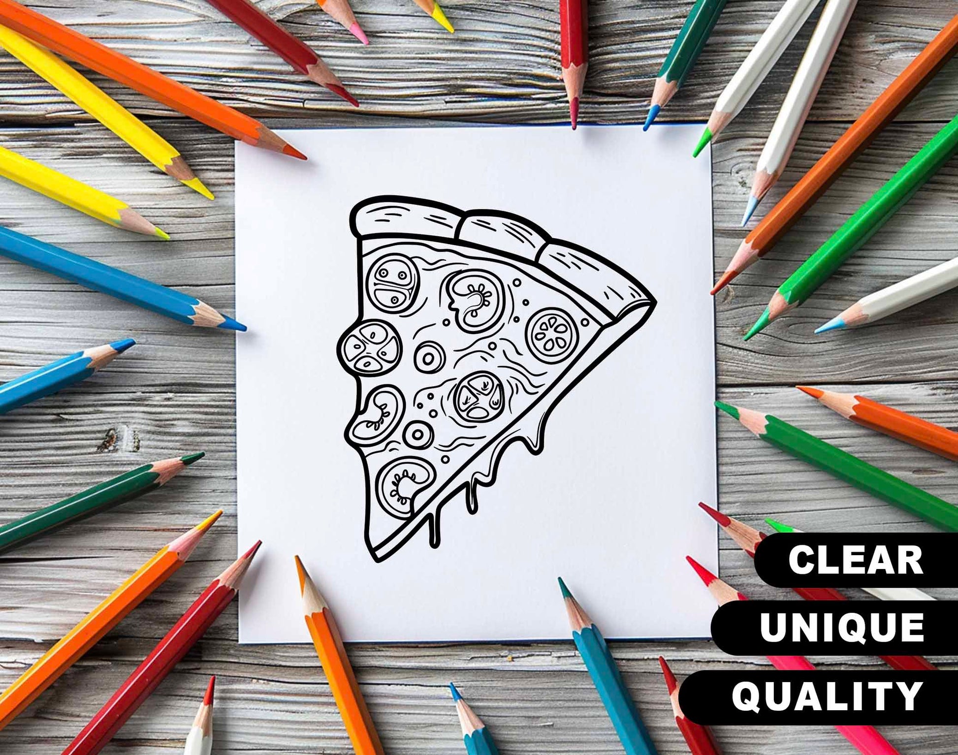 50 Food And Drink - Simple Coloring Pages - Instant Download - Printable PDF – preview 3