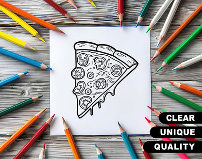 50 Food And Drink - Simple Coloring Pages - Instant Download - Printable PDF – preview 3