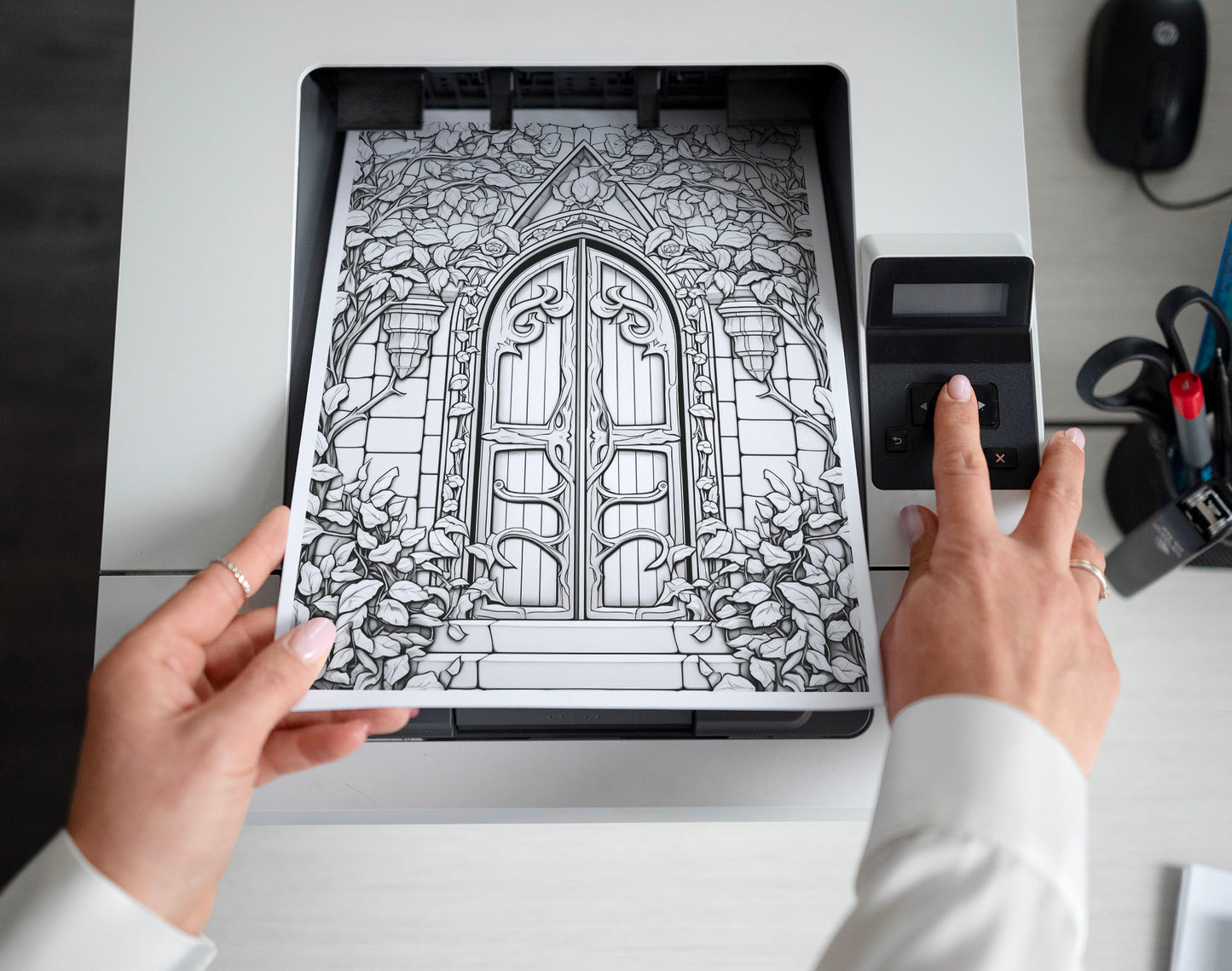 50 Gothic Doors Coloring Pages - Instant Download - Printable PDF – preview 2