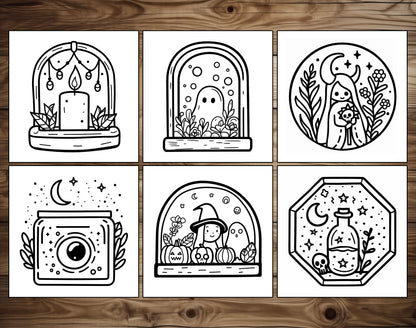 50 Halloween Simple Art Bold and Easy Coloring Pages - Instant Download - Printable PDF – preview 2