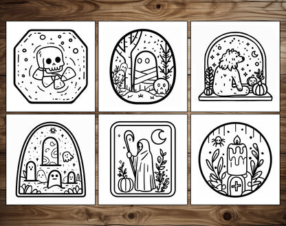 50 Halloween Simple Art Bold and Easy Coloring Pages - Instant Download - Printable PDF – preview 4