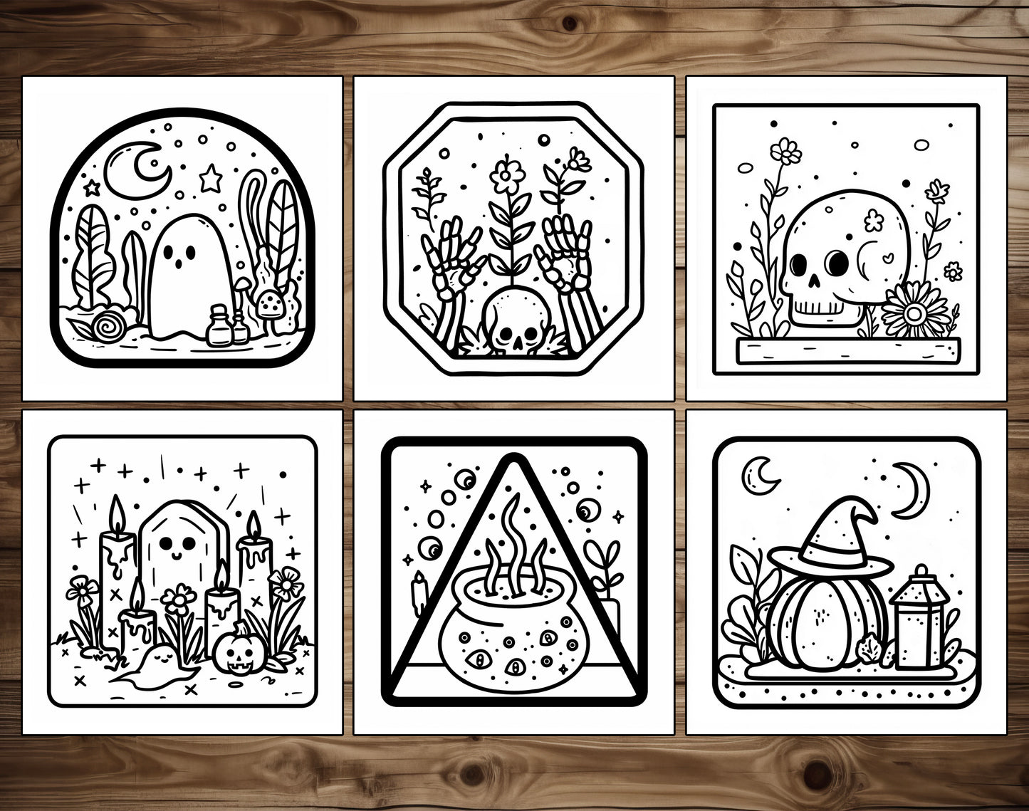 50 Halloween Simple Art Bold and Easy Coloring Pages - Instant Download - Printable PDF – preview 5