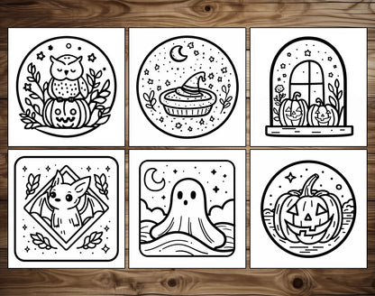 50 Halloween Simple Art Bold and Easy Coloring Pages - Instant Download - Printable PDF – preview 6