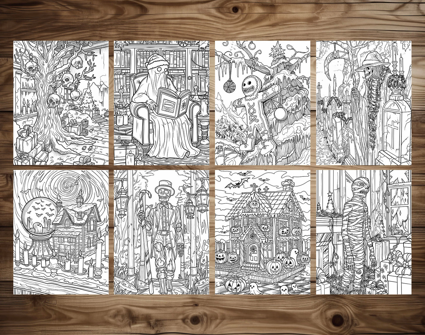50 Halloween X Christmas Coloring Pages - Instant Download - Printable PDF – preview 4