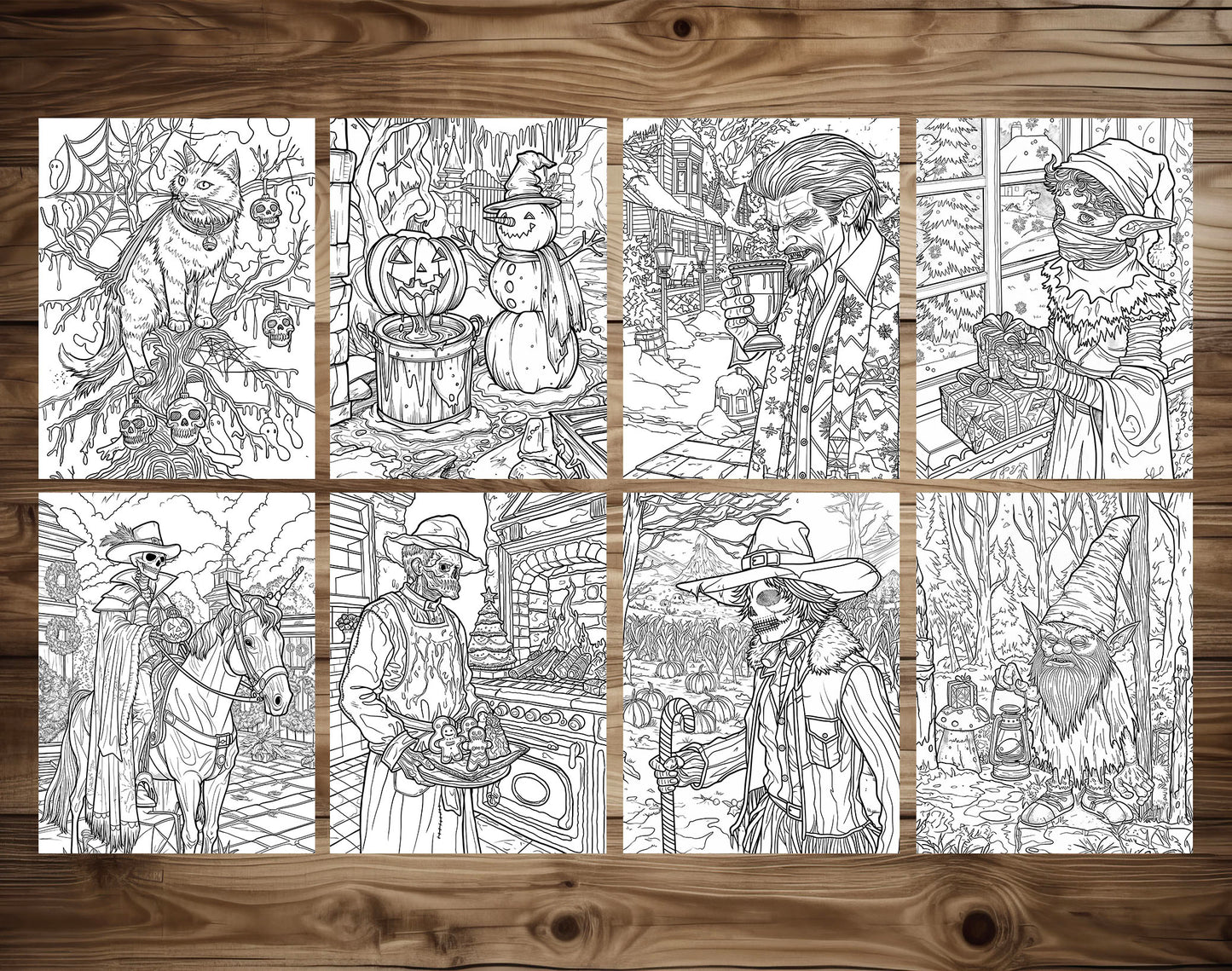 50 Halloween X Christmas Coloring Pages - Instant Download - Printable PDF – preview 7