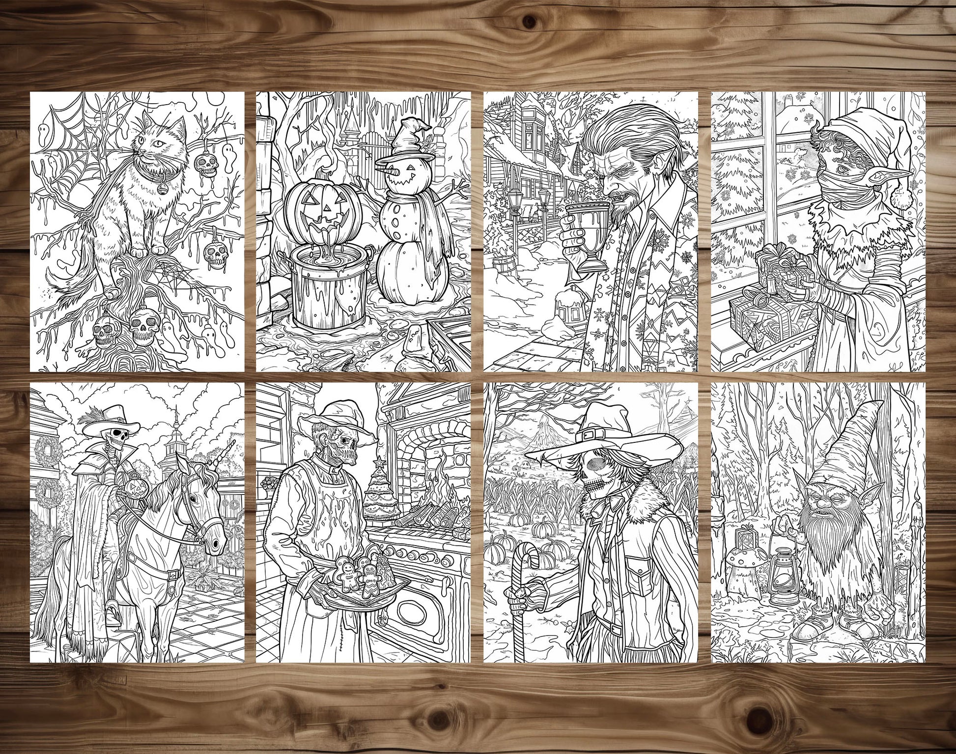50 Halloween X Christmas Coloring Pages - Instant Download - Printable PDF – preview 7