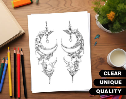 50 Jewelry Collection Coloring Pages - Instant Download - Printable PDF – preview 3
