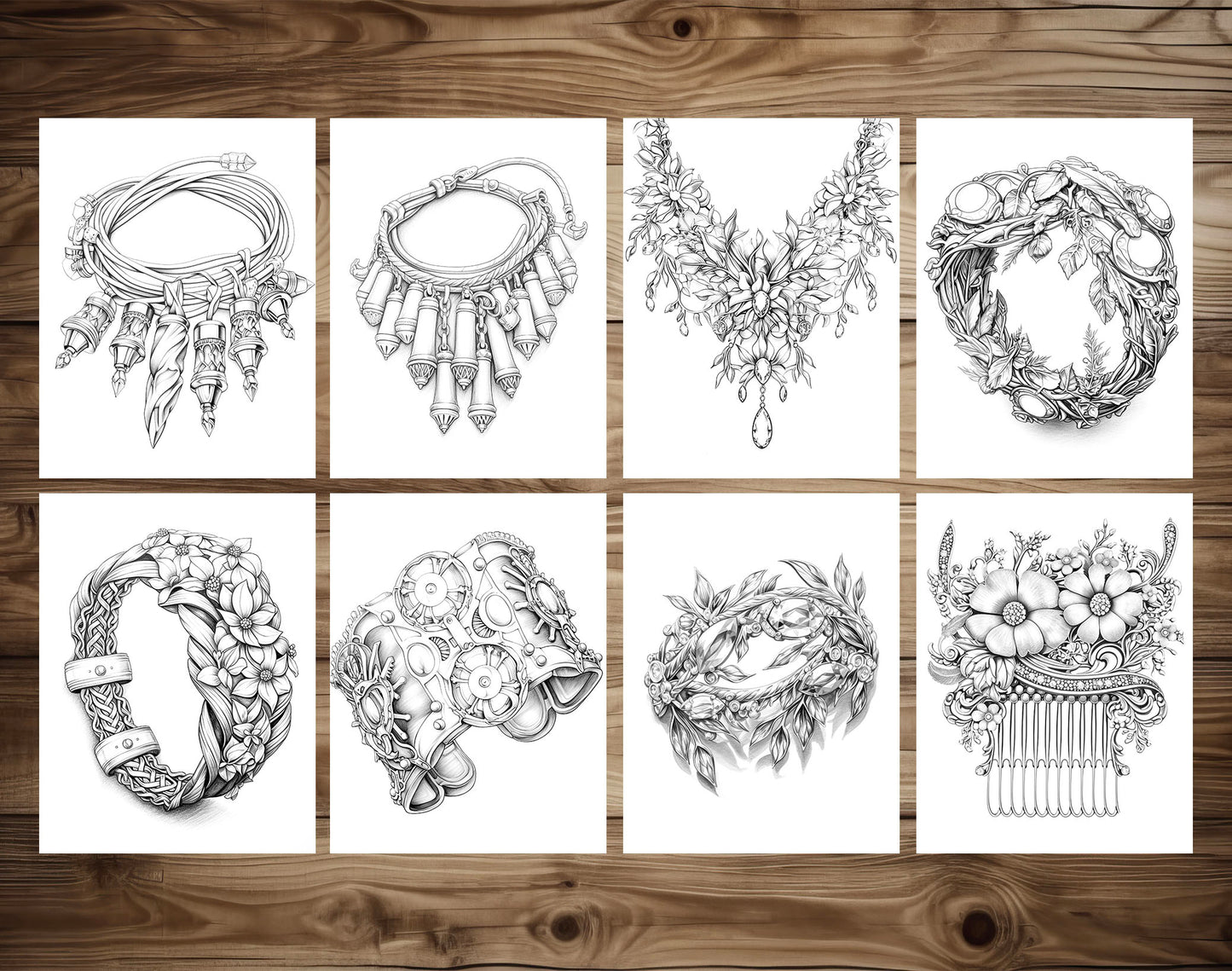 50 Jewelry Collection Coloring Pages - Instant Download - Printable PDF – preview 4